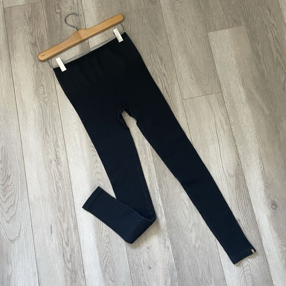 Lunya Lounge Leggings high rise ribbed skinny womens Black (small) sleep workout